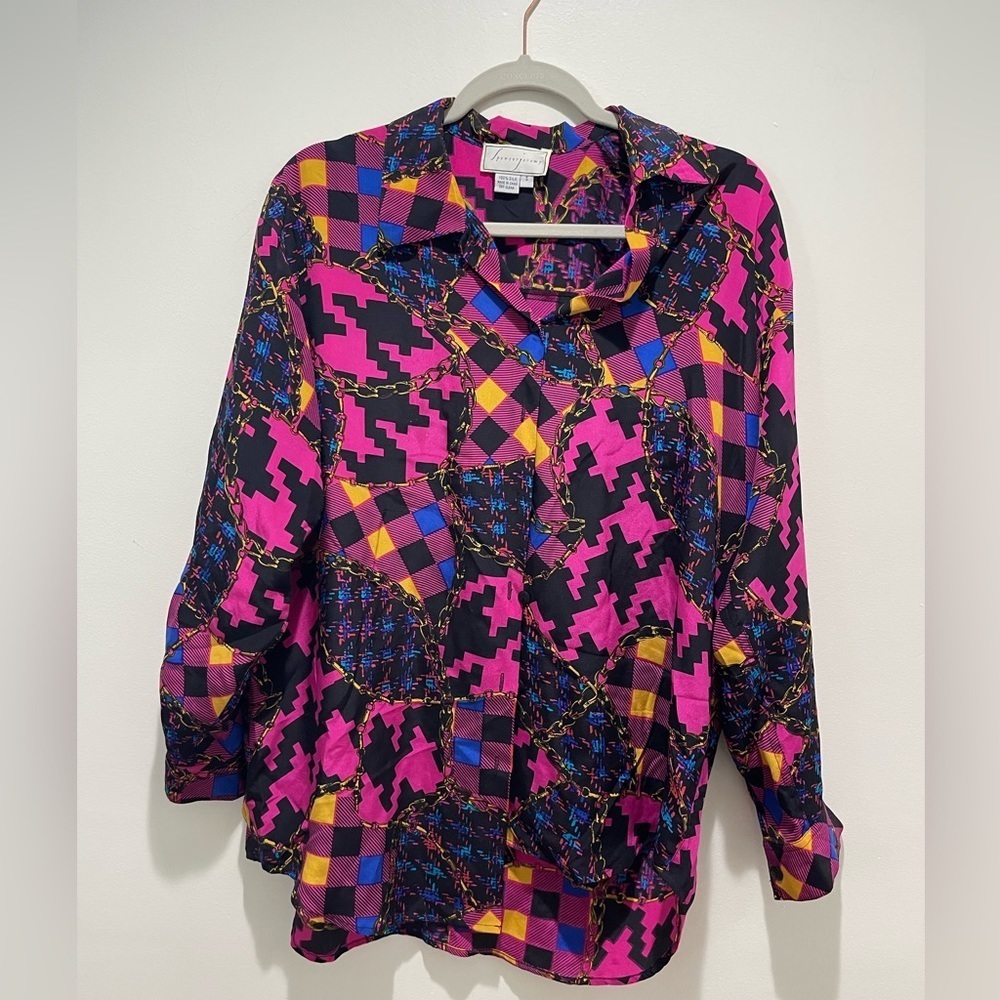 SPENCER Jeremy Vintage Retro 90s 100% Silk Blouse
